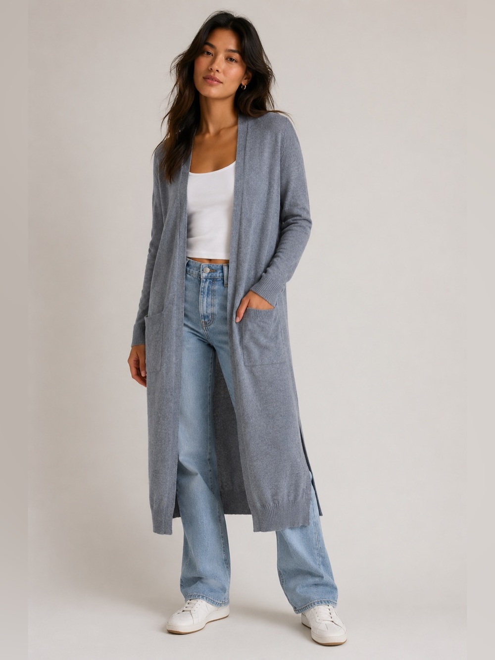 Matty M Gray Duster Cardigan Sweater